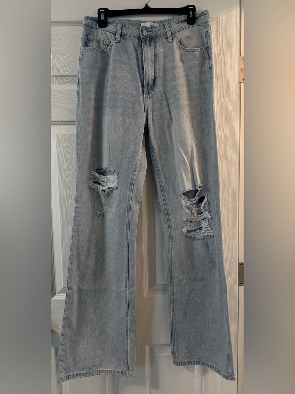 Leslie Vervet Jeans - Reckless - Light Wash Distressed Wide Leg Jeans